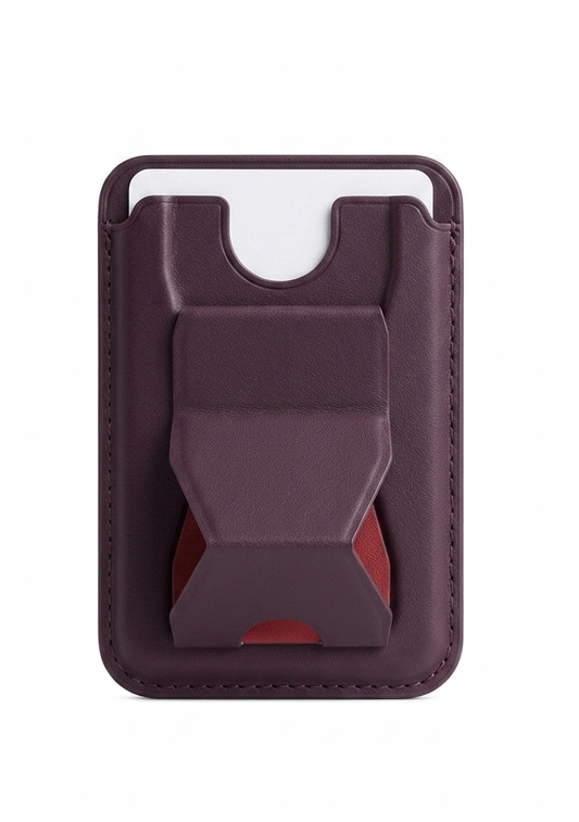 MAGNETIC LEATHER CARD HOLDER & STAND