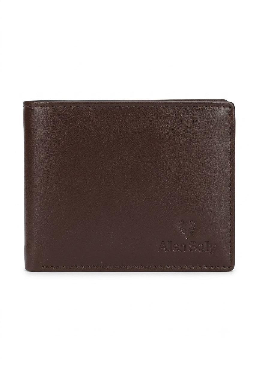 Allen Solly Men's Premium Brown Leather Wallet | Classic Bi-Fold Wallet