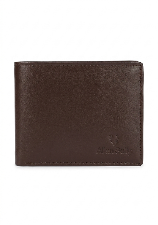 Allen Solly Men's Premium Brown Leather Wallet | Classic Bi-Fold Wallet