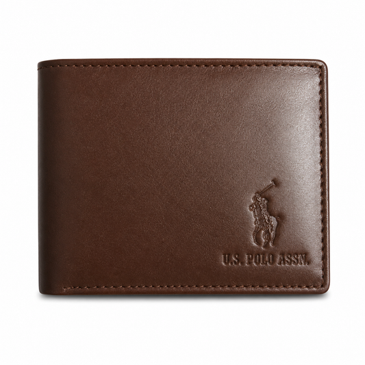 U.S. Polo Assn. Men's Premium Brown Leather Wallet | Classic Bi-Fold Wallet